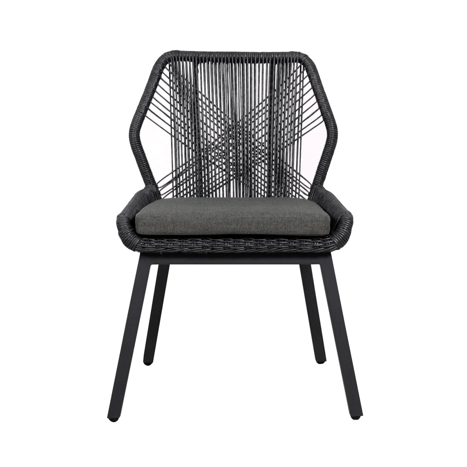 String Wicker Outdoor Dining Armless Chair - Image 3