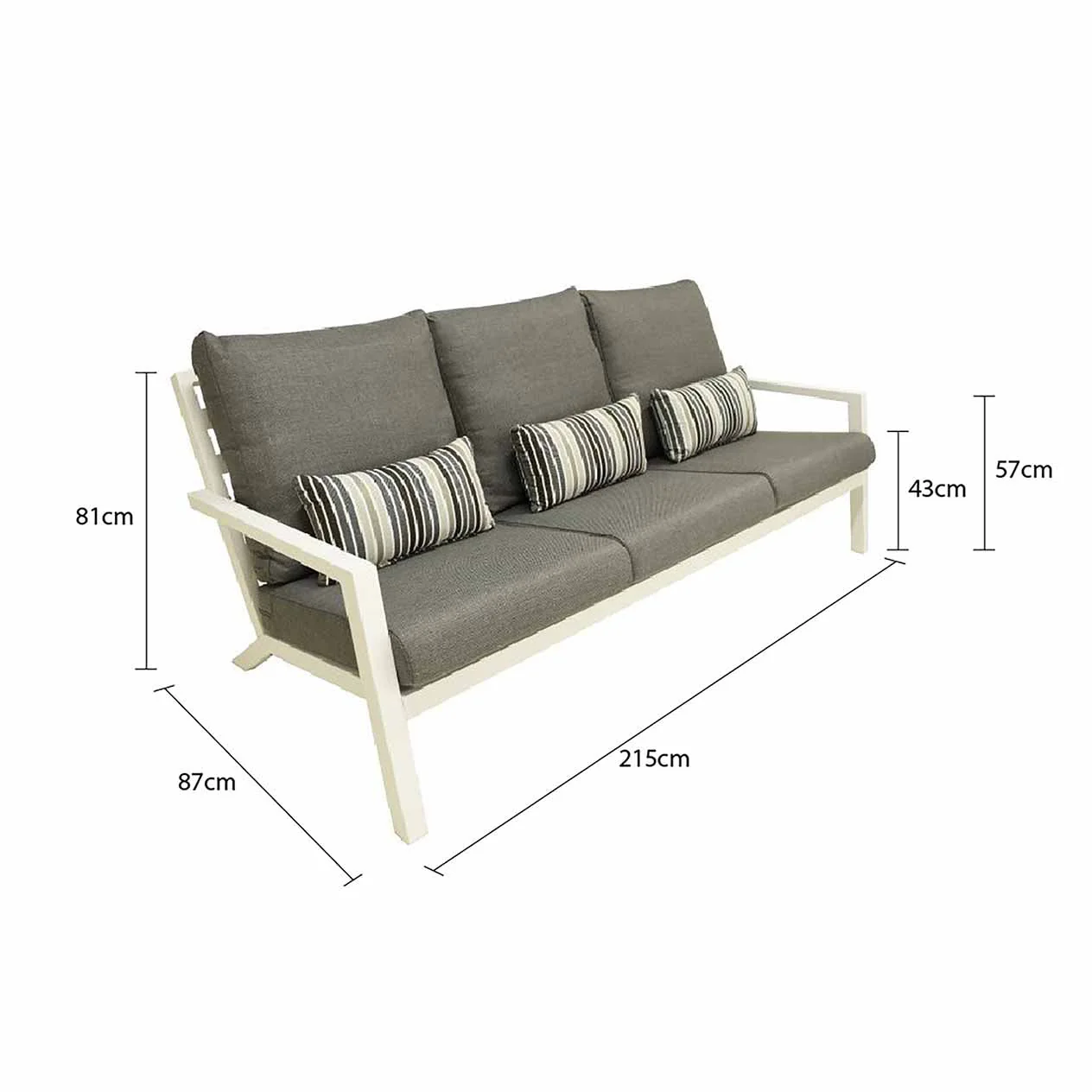 Toronto 3 Seater Outdoor Aluminium Lounge - Image 10