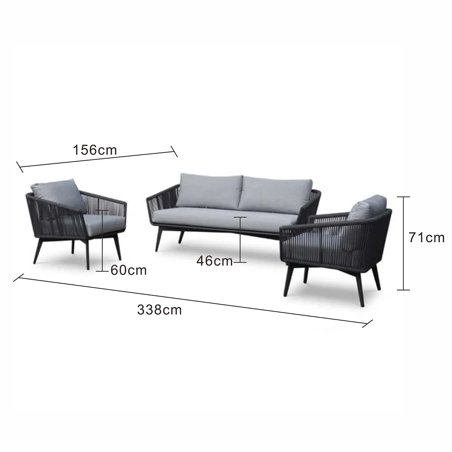 Truro 5 Seater Outdoor Rope Lounge Setting - Image 17