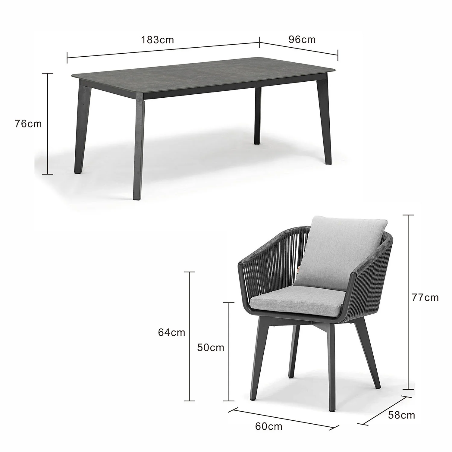 Truro 183 cm Table with Truro Chair Outdoor Dining Setting - Image 6