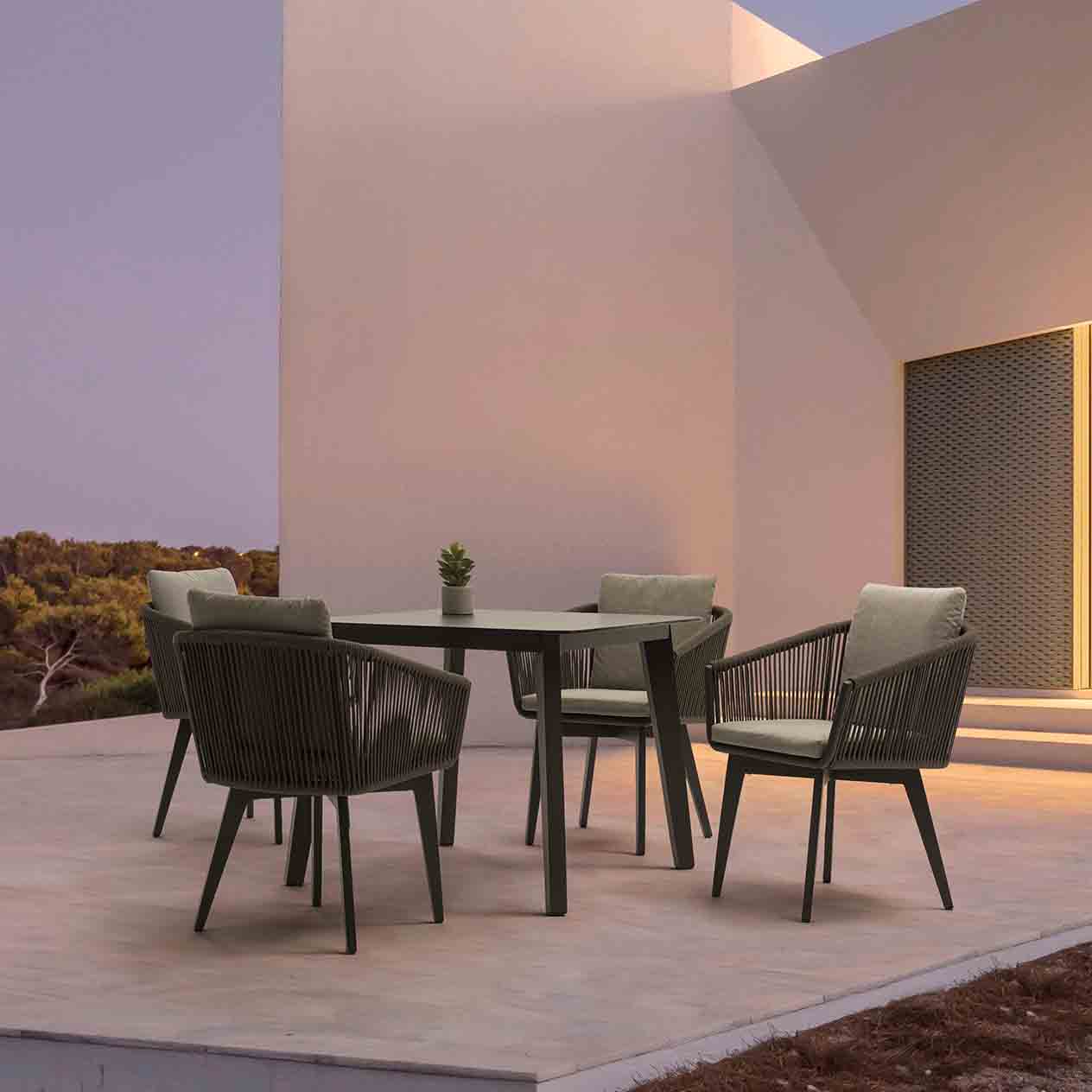 Truro Outdoor Aluminum Square Dining Table with Ceramic Glass Top 90 cm - Image 3