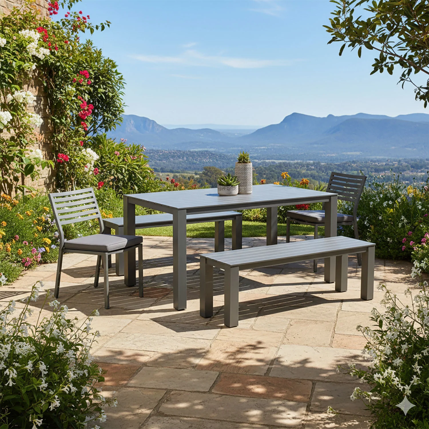 Vernon 180 cm Table Vernon 160 cm Bench and Coda Chair Outdoor Dining Setting - Image 2