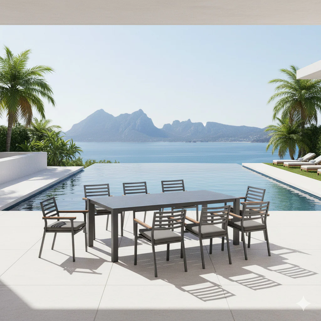 Vernon 220 cm Table Lotus Chair Outdoor Dining Setting - Image 16