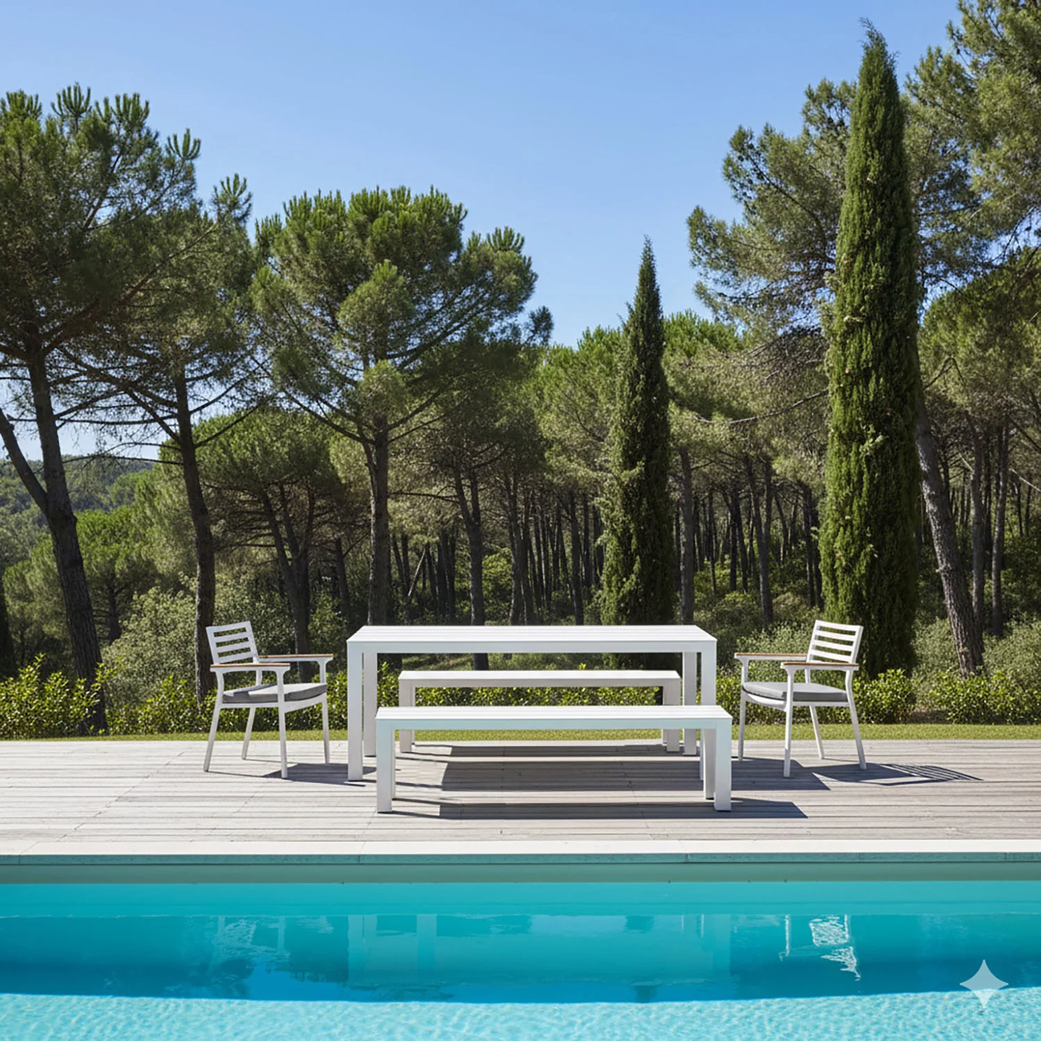 Vernon 180 cm Table Vernon 160 cm Bench and Lotus Chair Outdoor Dining Setting - Image 2