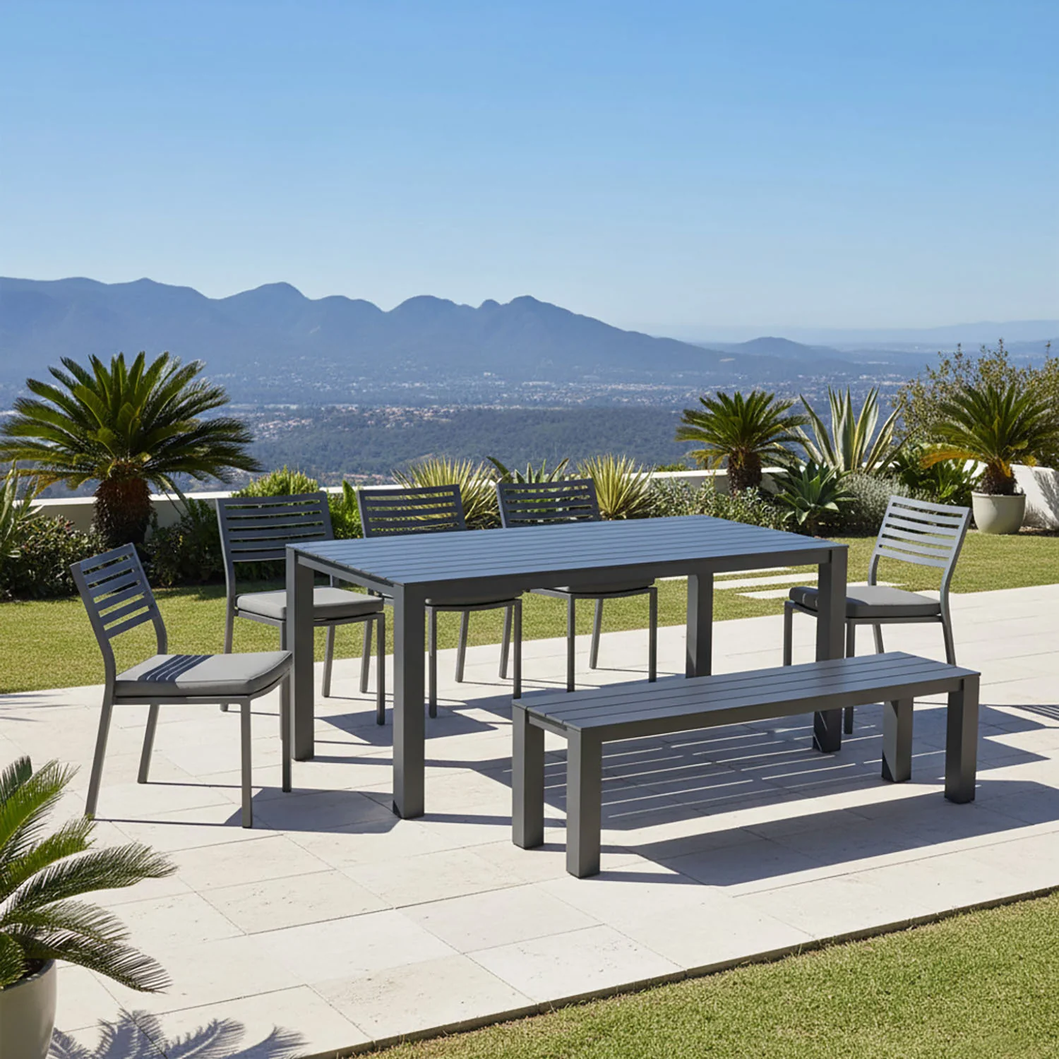 Vernon 220 cm Table Vernon 200 cm Bench and Coda Chair Outdoor Dining Setting - Image 2