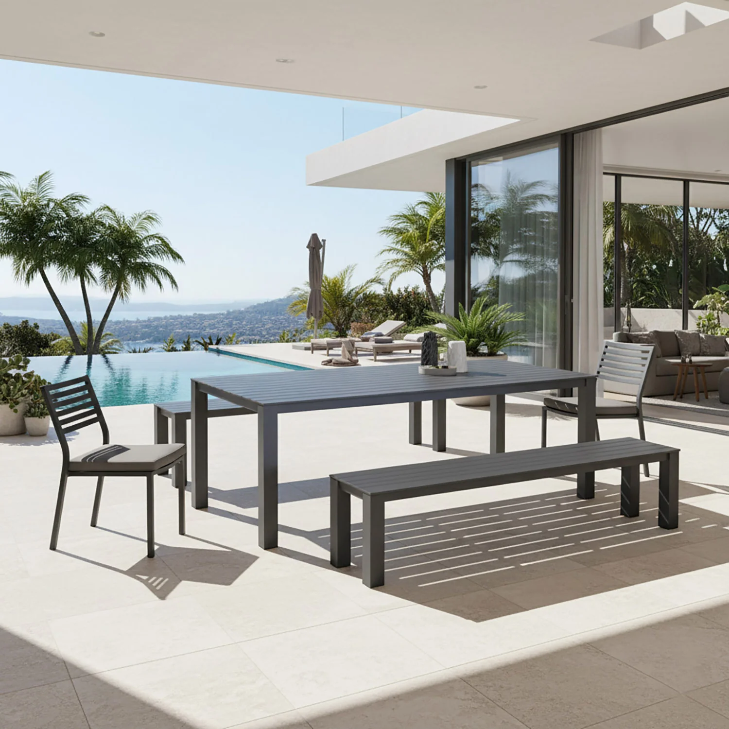 Vernon 220 cm Table Vernon 200 cm Bench and Coda Chair Outdoor Dining Setting - Image 2