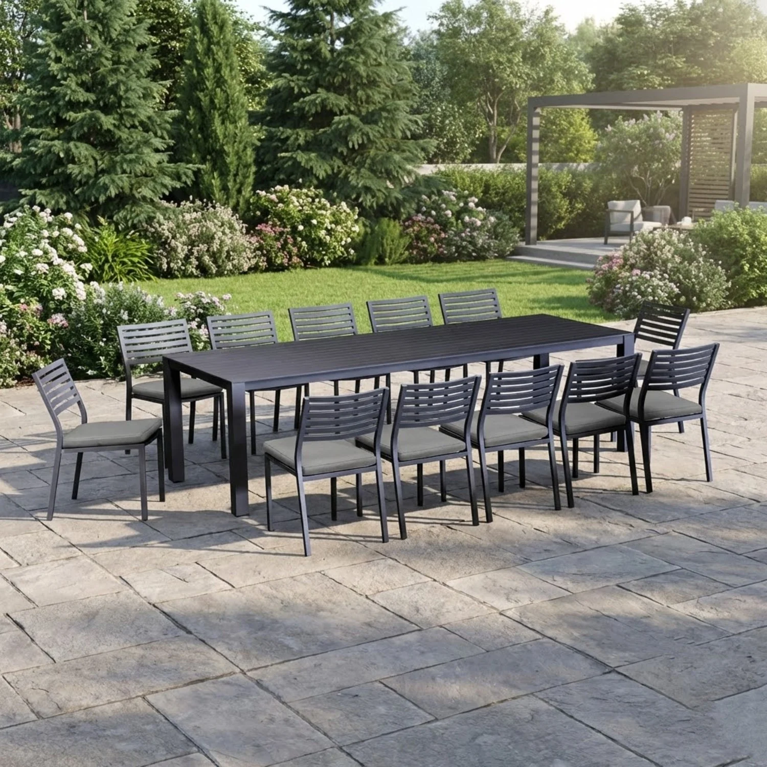 Coda Aluminium Outdoor Armless Dining Chair with Cushion - Image 2
