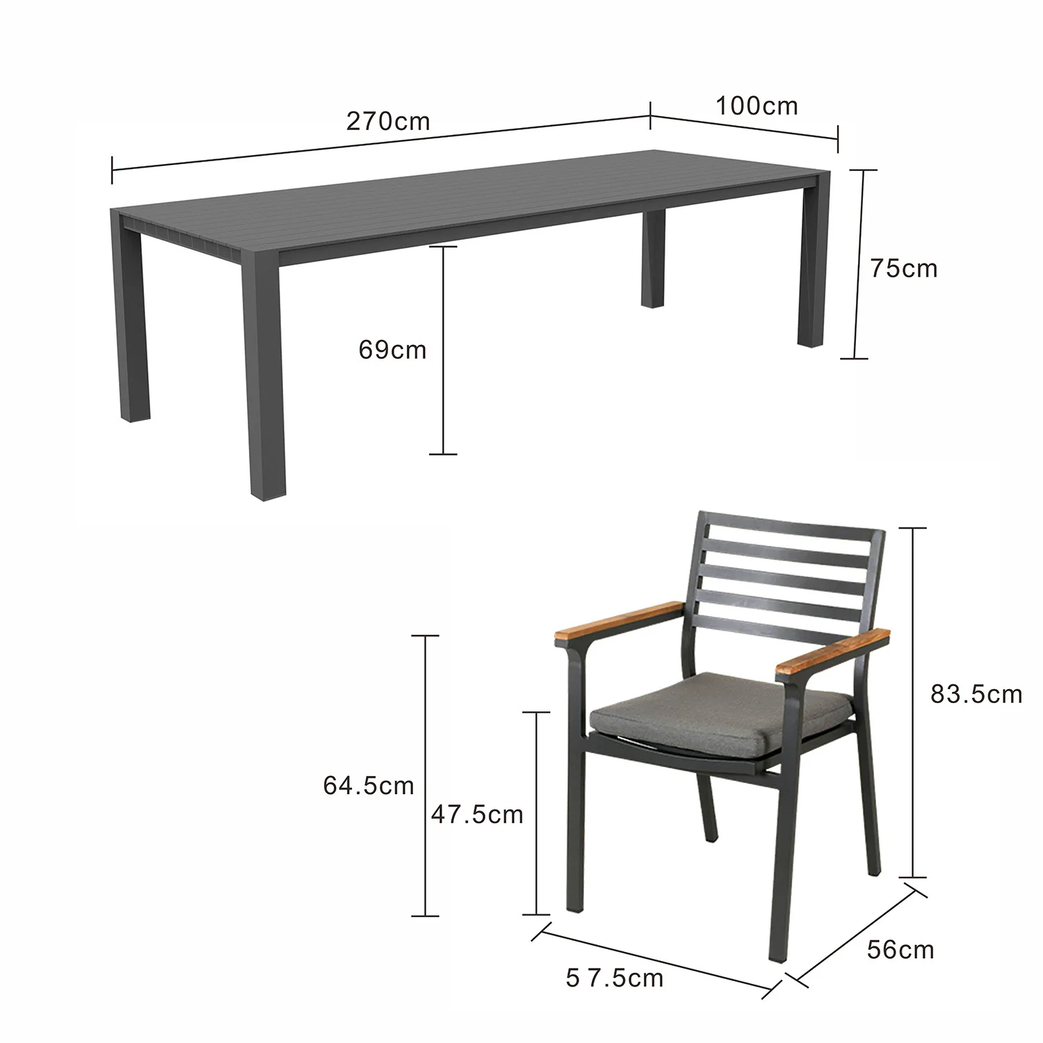 Vernon 270 cm Table Lotus Chair Outdoor Dining Setting - Image 16