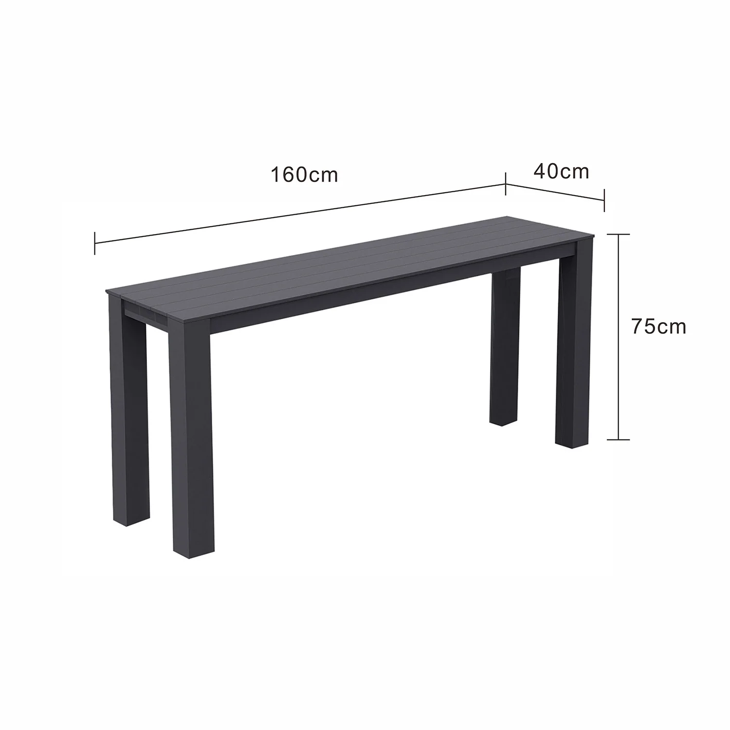 Vernon Aluminium Outdoor Narrow Dining Table 160 cm - Image 4