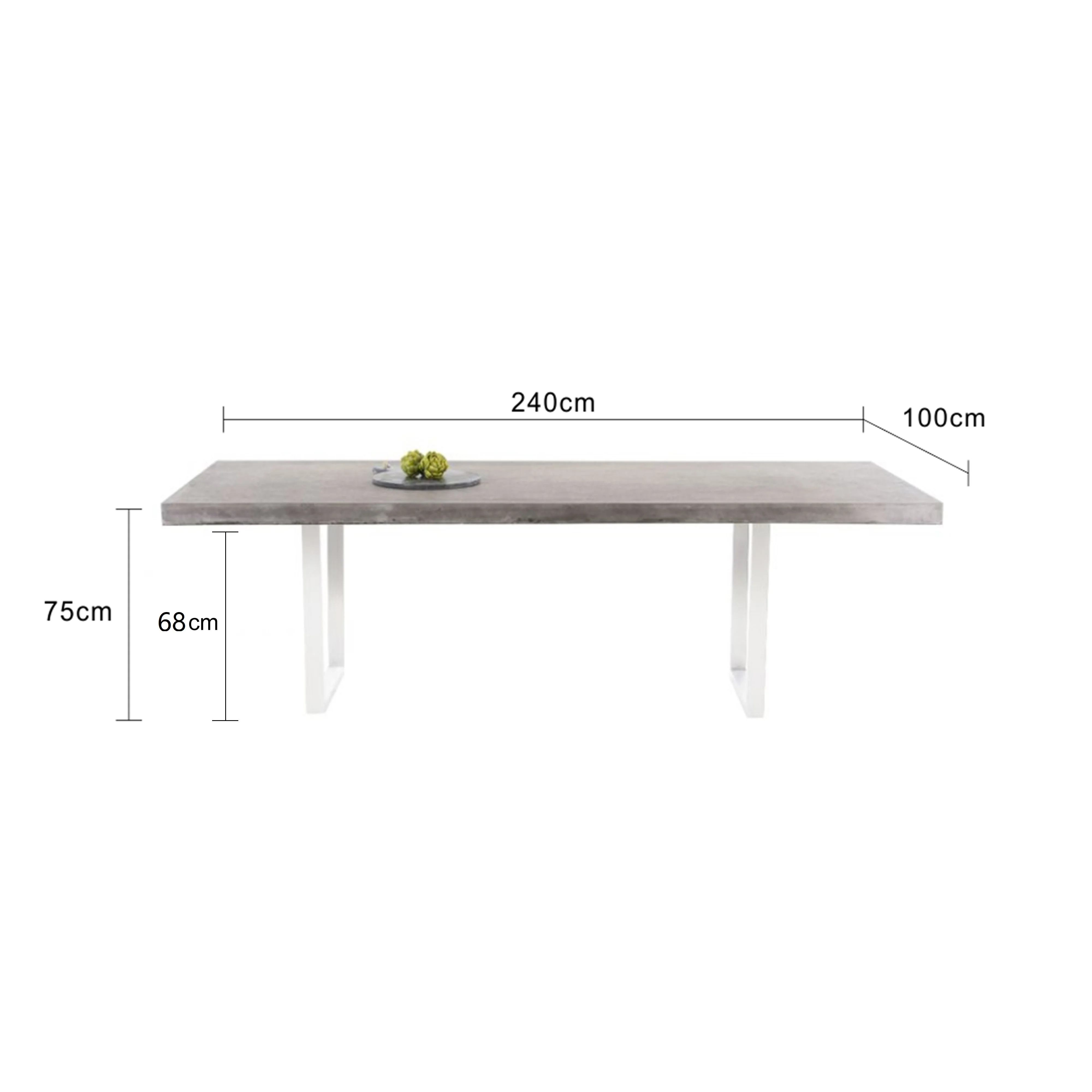 Zen Outdoor Concrete Dining Table With Stainless Steel U Shape Leg 240 cm - Image 7