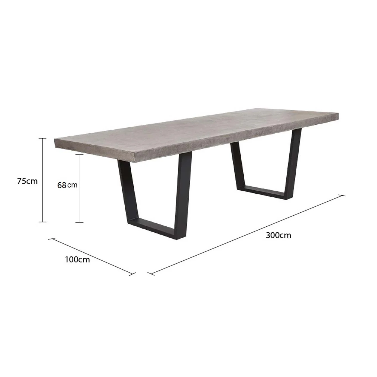 Zen Outdoor Concrete Dining Table With Aluminium Trapezoid Shade Leg 300 cm - Image 4