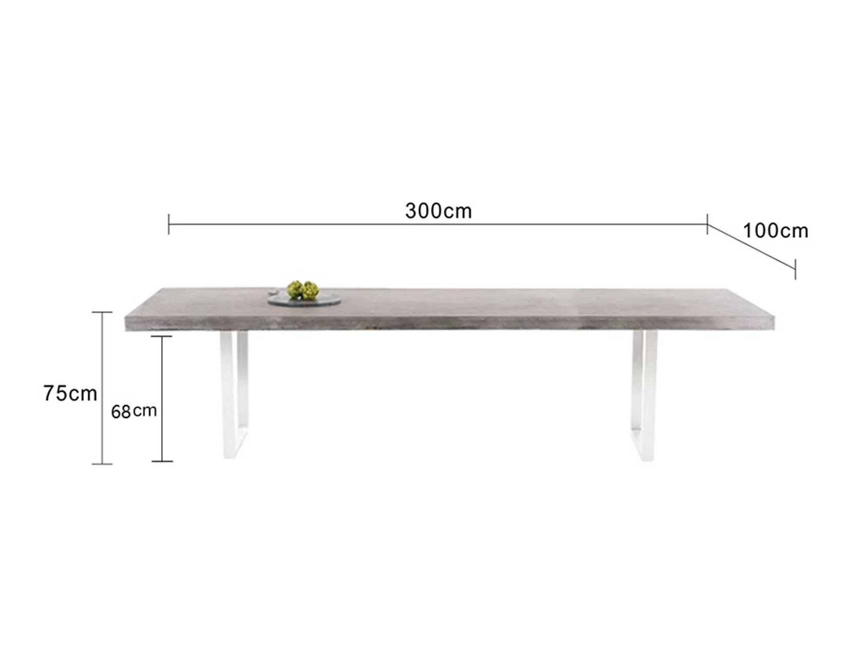 Zen Outdoor Concrete Dining Table With Stainless Steel U Shape Leg 300 cm - Image 7