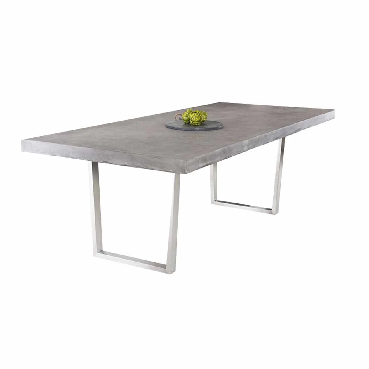Zen Outdoor Concrete Dining Table With Stainless Steel Trapezoid Leg 300 cm - Image 3