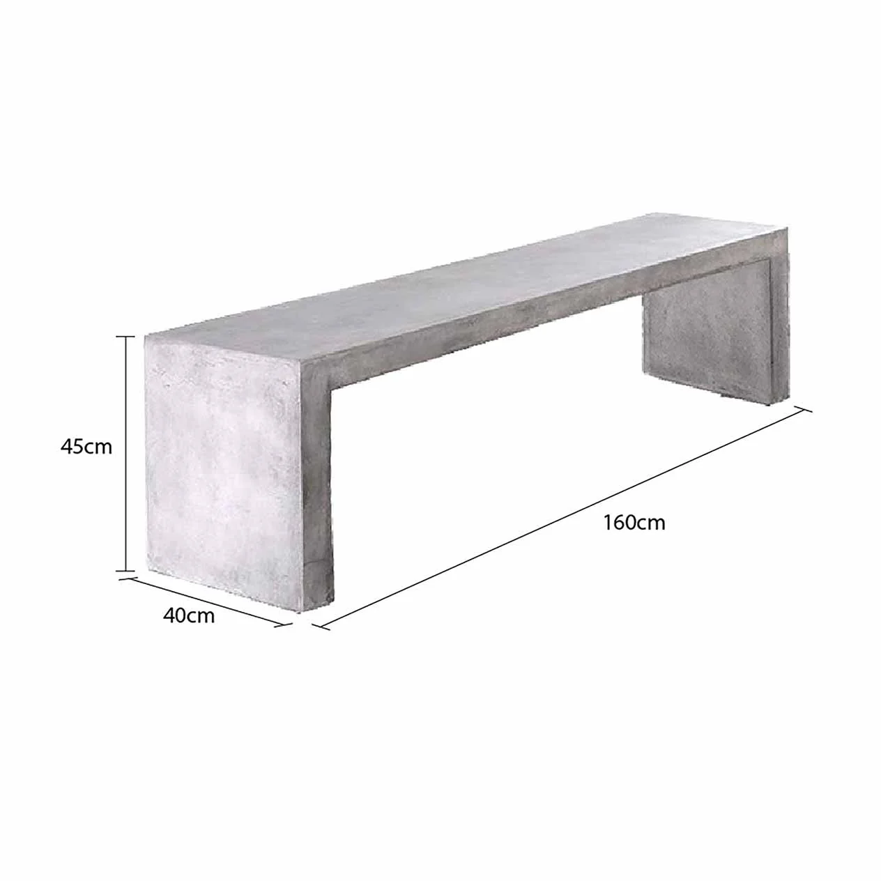 Zen Outdoor Concrete Bench 160 cm - Image 6