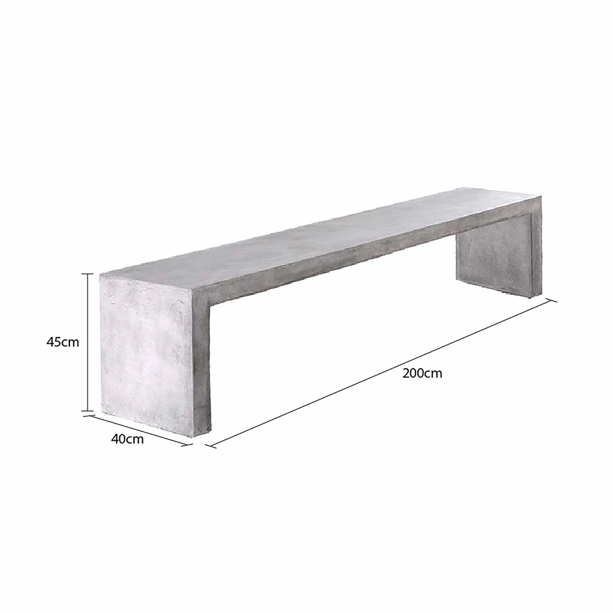 Zen Outdoor Concrete Bench 200 cm - Image 7