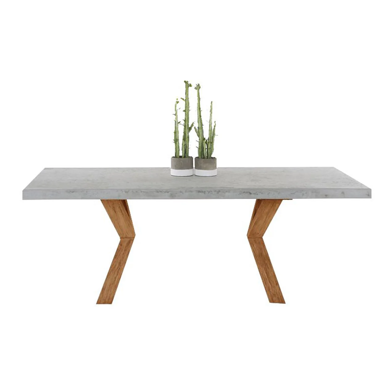 Zen Outdoor Concrete Dining Table With Teak Cross Leg 300 cm - Image 3
