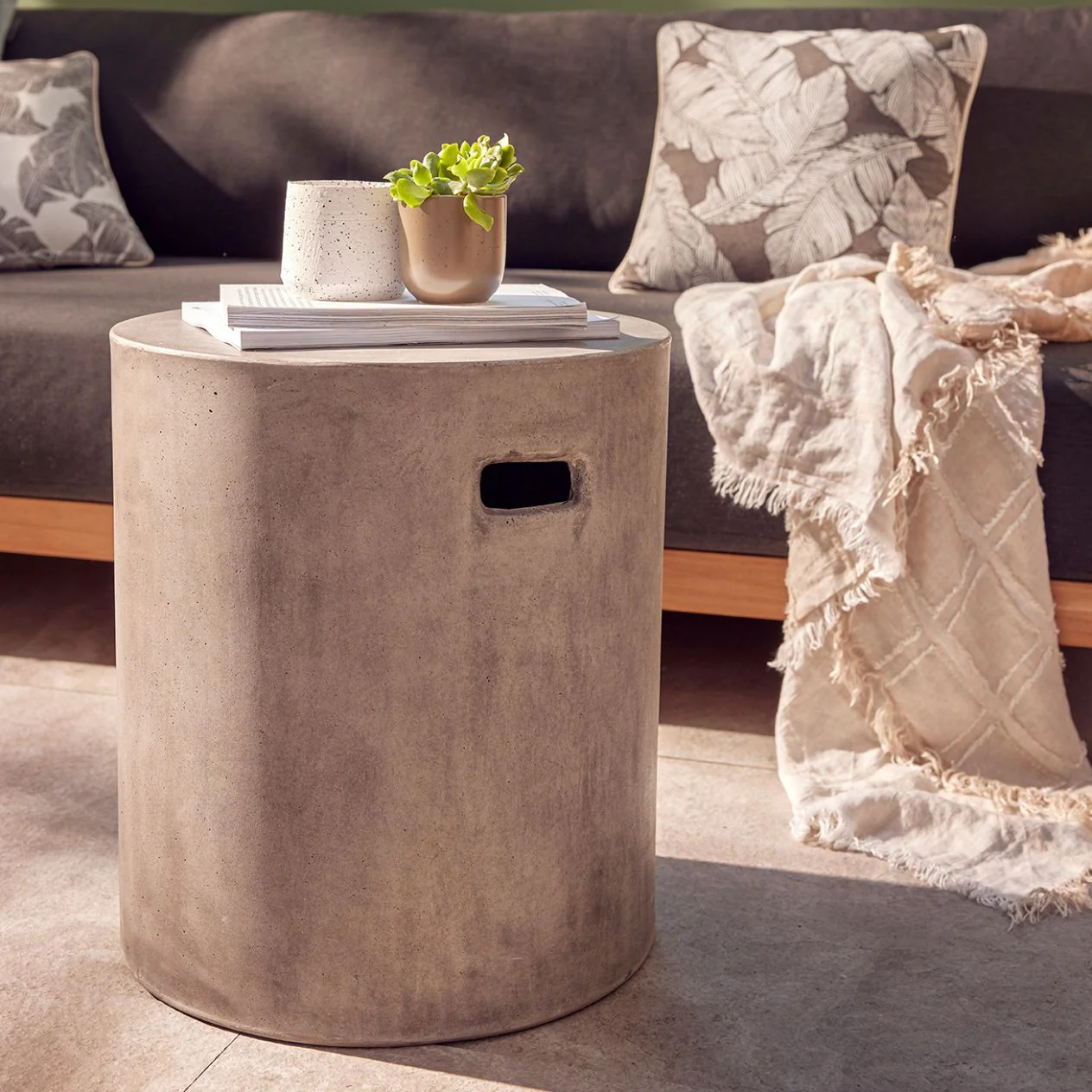 Zen Outdoor Concrete Round Stool - Image 2