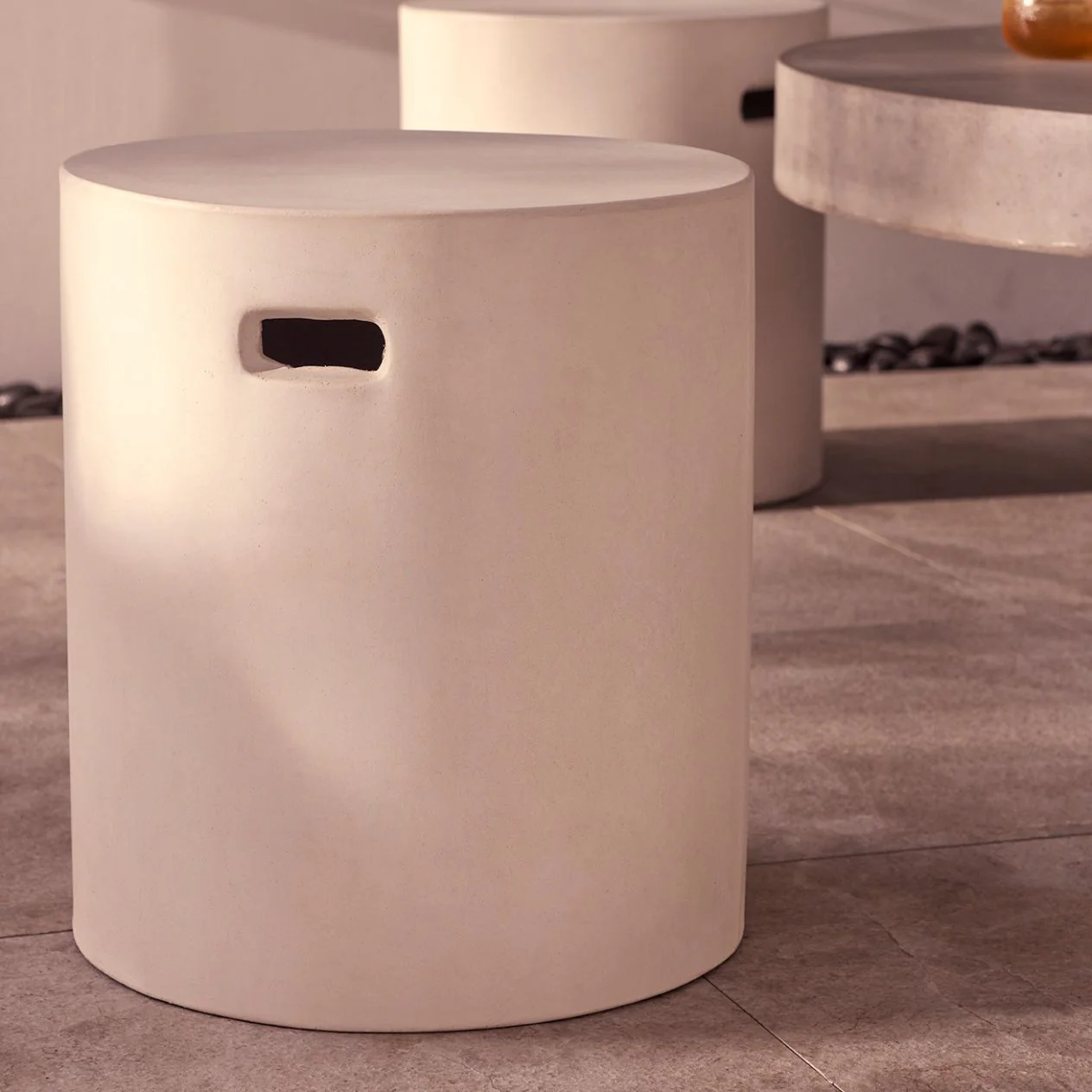 Zen Outdoor Concrete Round Stool - Image 4