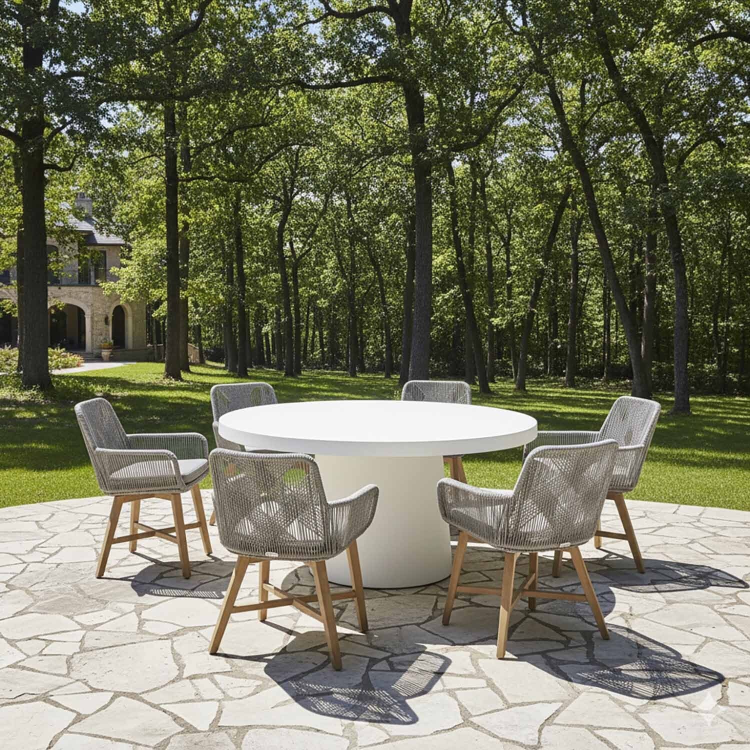 Zen Round Table Armenia Wicker Chair Outdoor Dining Setting - Image 2