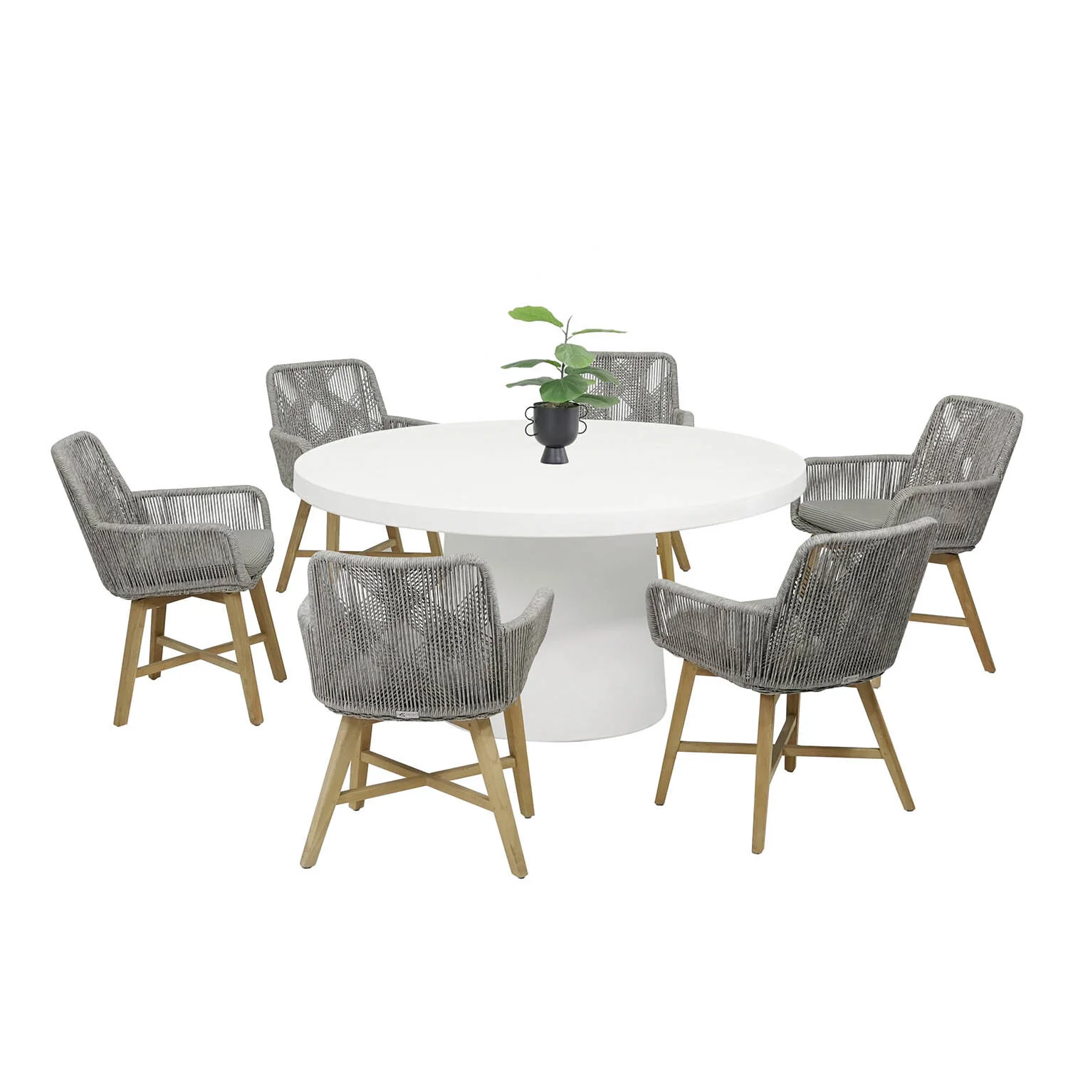 Zen Round Table Armenia Wicker Chair Outdoor Dining Setting - Image 3