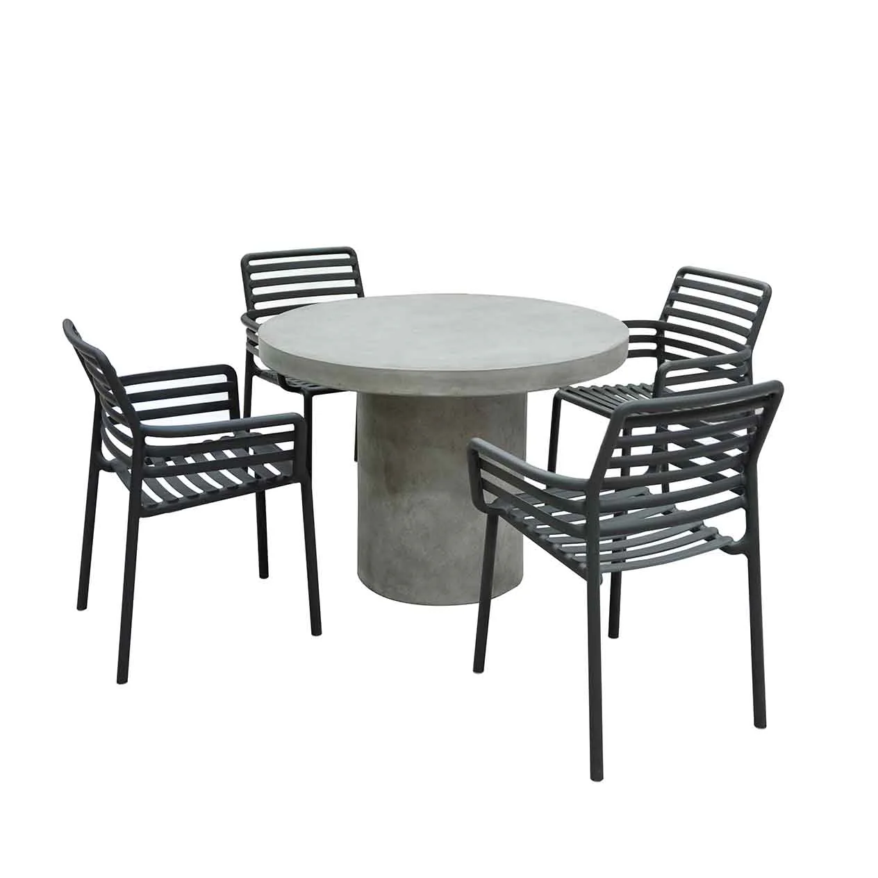 Zen Round Table Doga Dining Armchair Outdoor Dining Setting