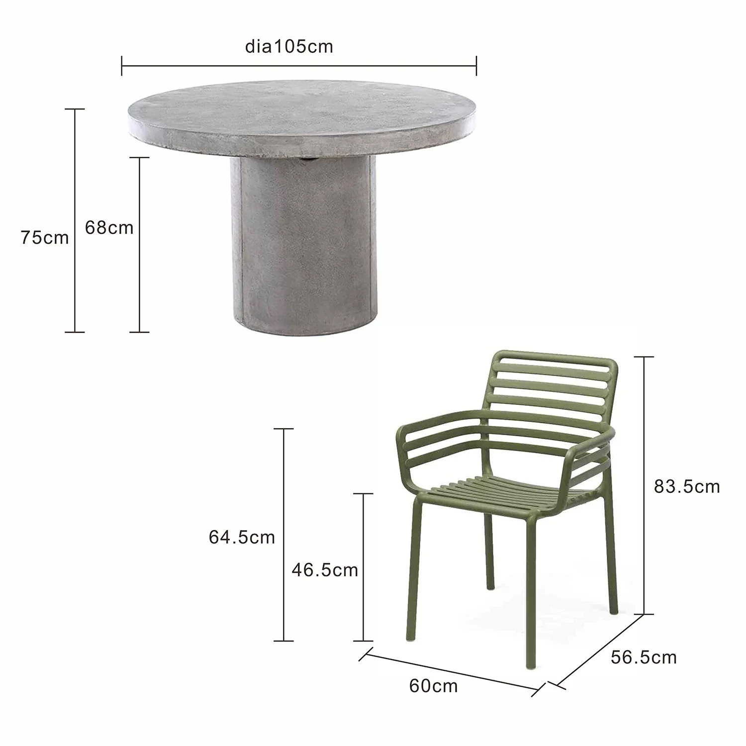 Zen Round Table Doga Dining Armchair Outdoor Dining Setting - Image 10