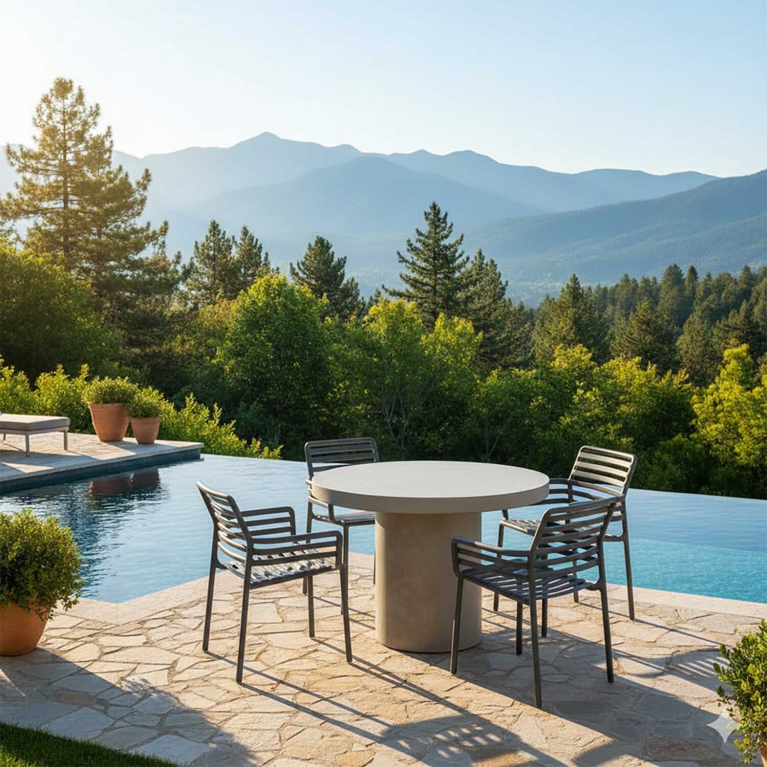 Zen Round Table Doga Dining Armchair Outdoor Dining Setting - Image 2