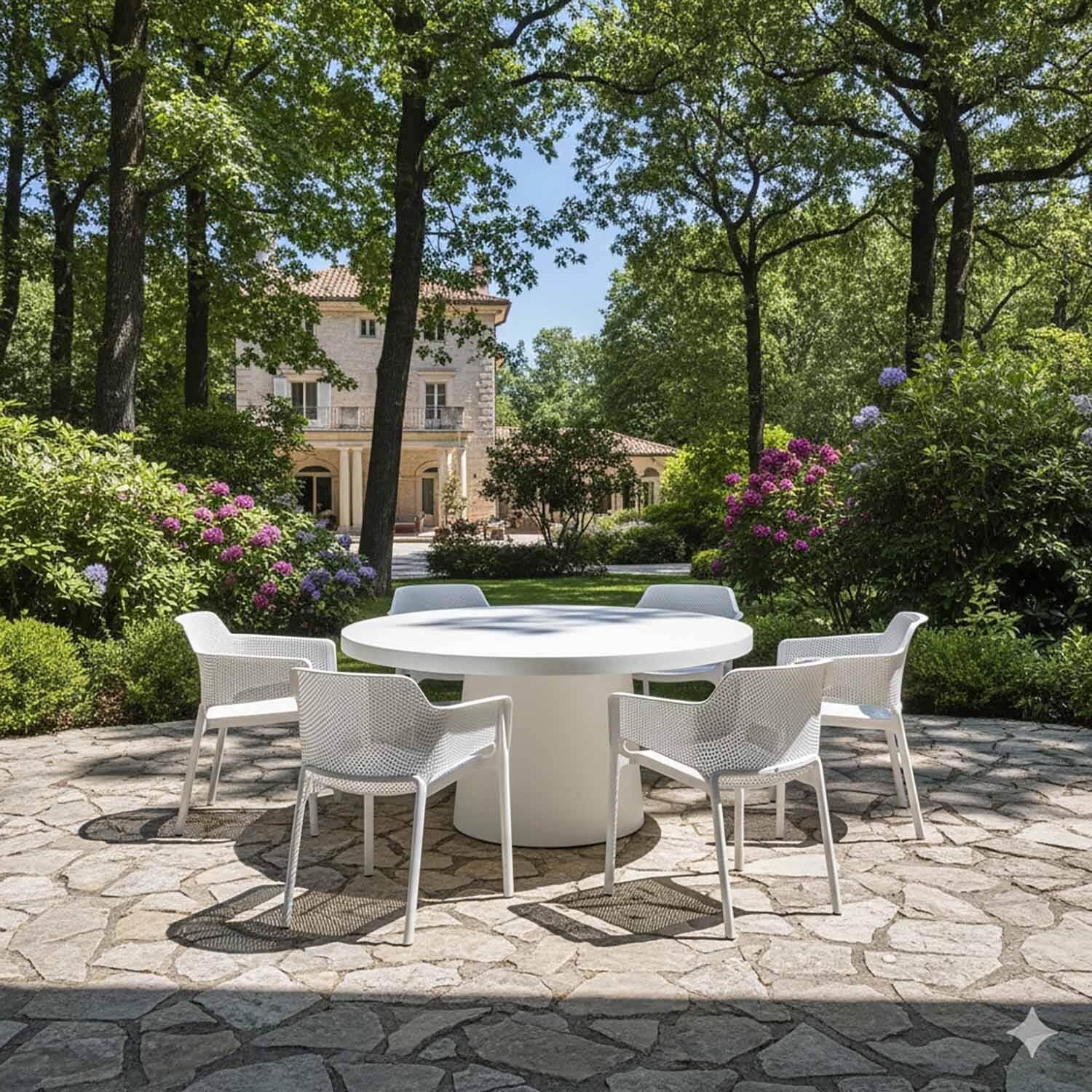 Zen Round Table Net Chair Outdoor Dining Setting - Image 2