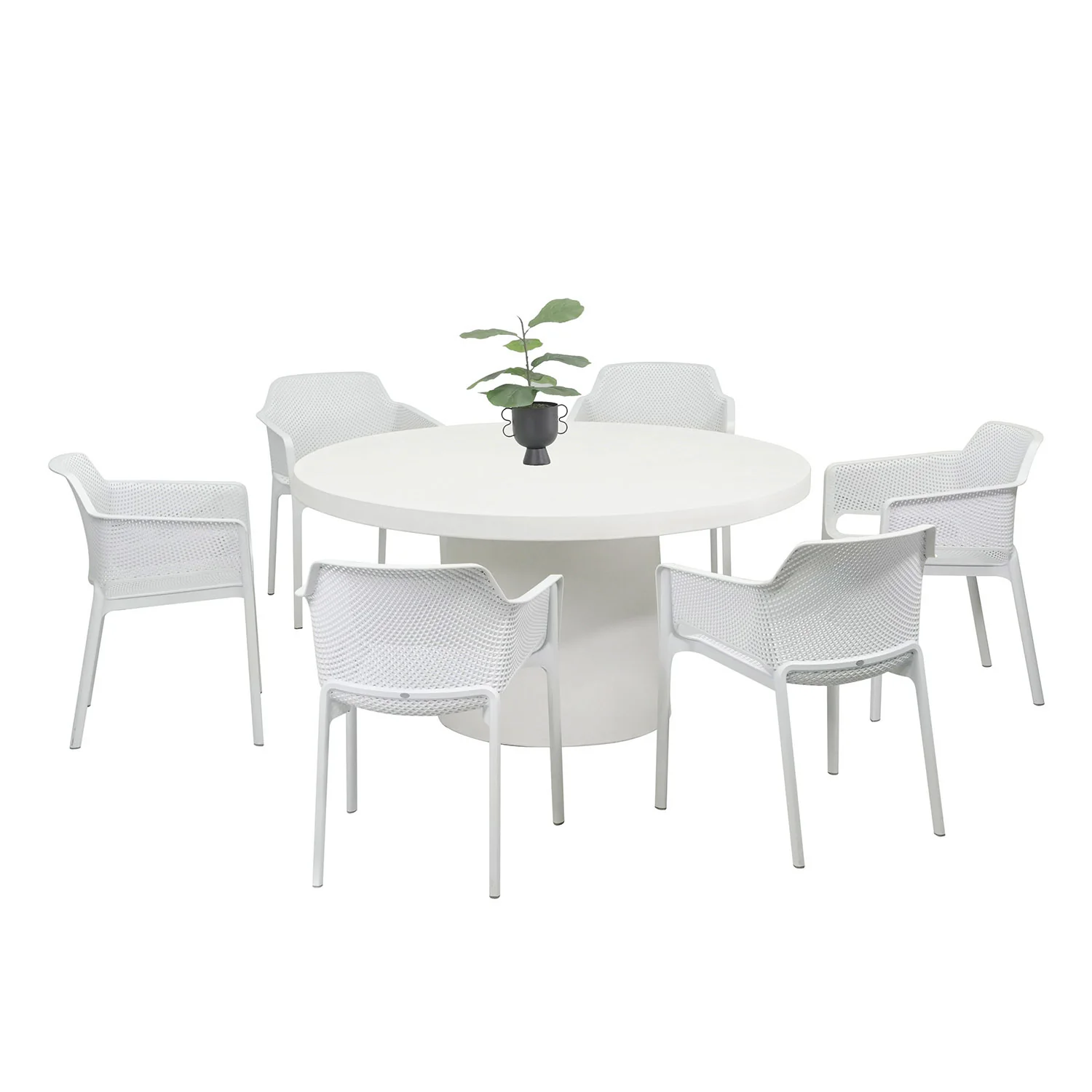 Zen Round Table Net Chair Outdoor Dining Setting - Image 3