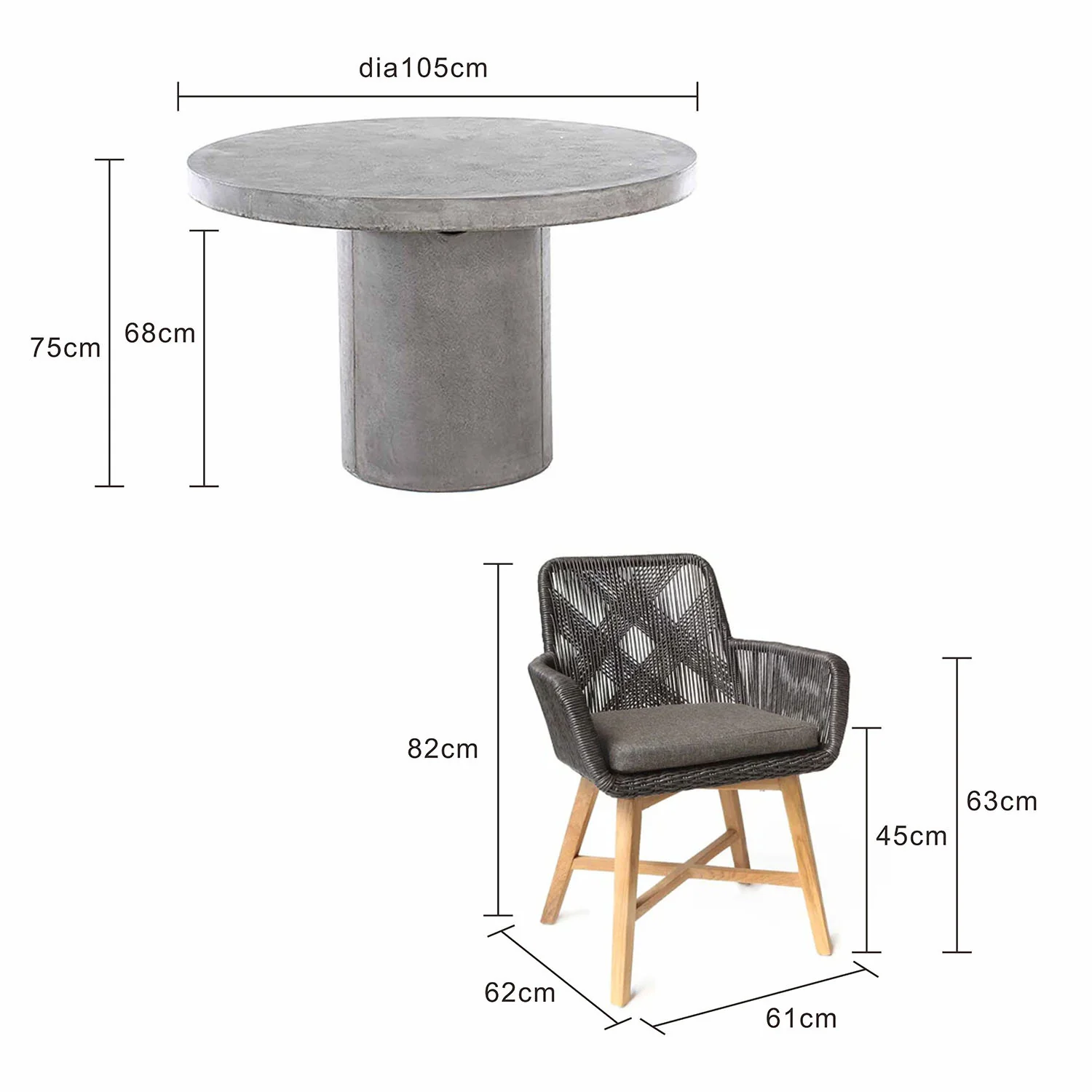 Zen Round Table Armenia Wicker Chair Outdoor Dining Setting - Image 13