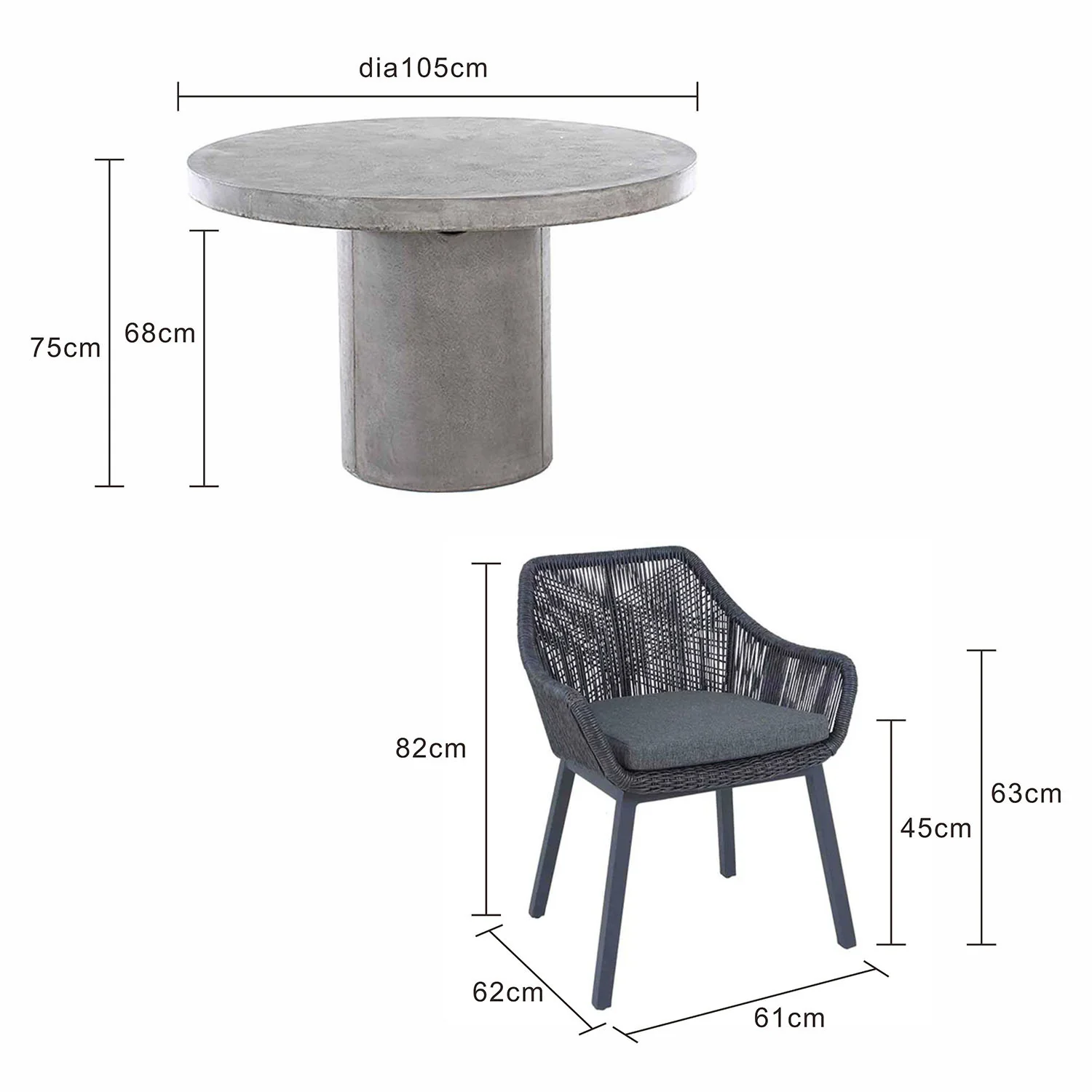 Zen Round Table String Wicker Chair Outdoor Dining Setting - Image 10