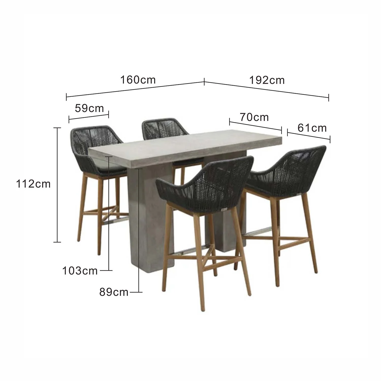 Zen Table String Stool Outdoor Bar Setting - Image 3